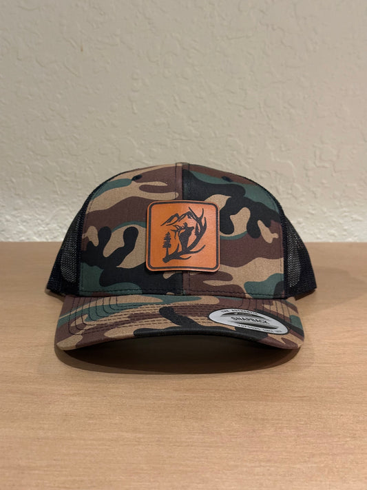Richardson 112 hat with elk themed laser engraved patch