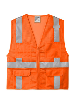 Custom ANSI Class 2 Supervisor Six-Pocket Safety Vest — CornerStone CSV104 — Safety Orange