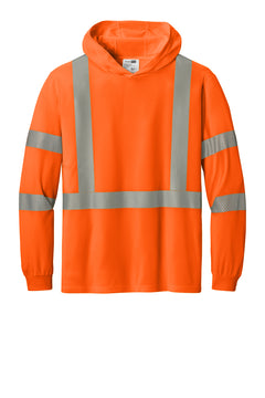 Custom ANSI Class 3 Hi-Vis Hooded Long Sleeve — CornerStone CS208 — Safety Orange