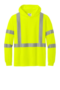 Custom ANSI Class 3 Hi-Vis Hooded Long Sleeve — CornerStone CS208 — Safety Yellow