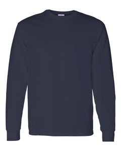 Custom Printed Long Sleeve Work Tee — Gildan 5400 — Navy