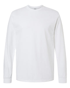 Custom Printed Long Sleeve Work Tee — Gildan 5400 — White