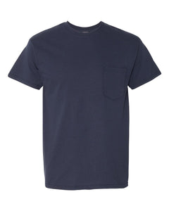 Custom Printed Pocket Tee — Gildan 5300 — Navy