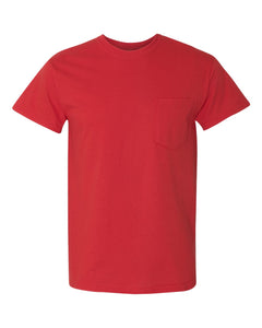 Custom Printed Pocket Tee — Gildan 5300 — Red