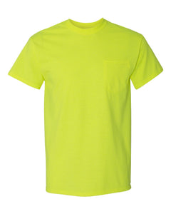 Custom Printed Pocket Tee — Gildan 5300 — Safety Green