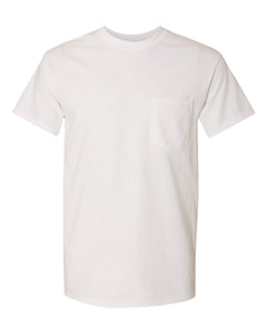 Custom Printed Pocket Tee — Gildan 5300 — White