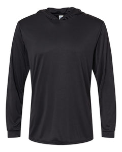 Custom Printed Hooded Performance Long Sleeve — Paragon 220 — Black