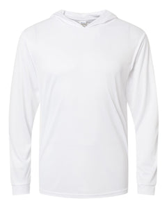 Custom Printed Hooded Performance Long Sleeve — Paragon 220 — White
