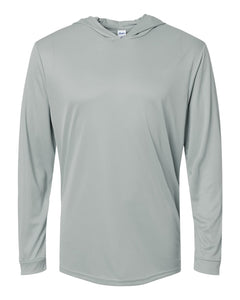 Custom Printed Hooded Performance Long Sleeve — Paragon 220 — Medium Grey