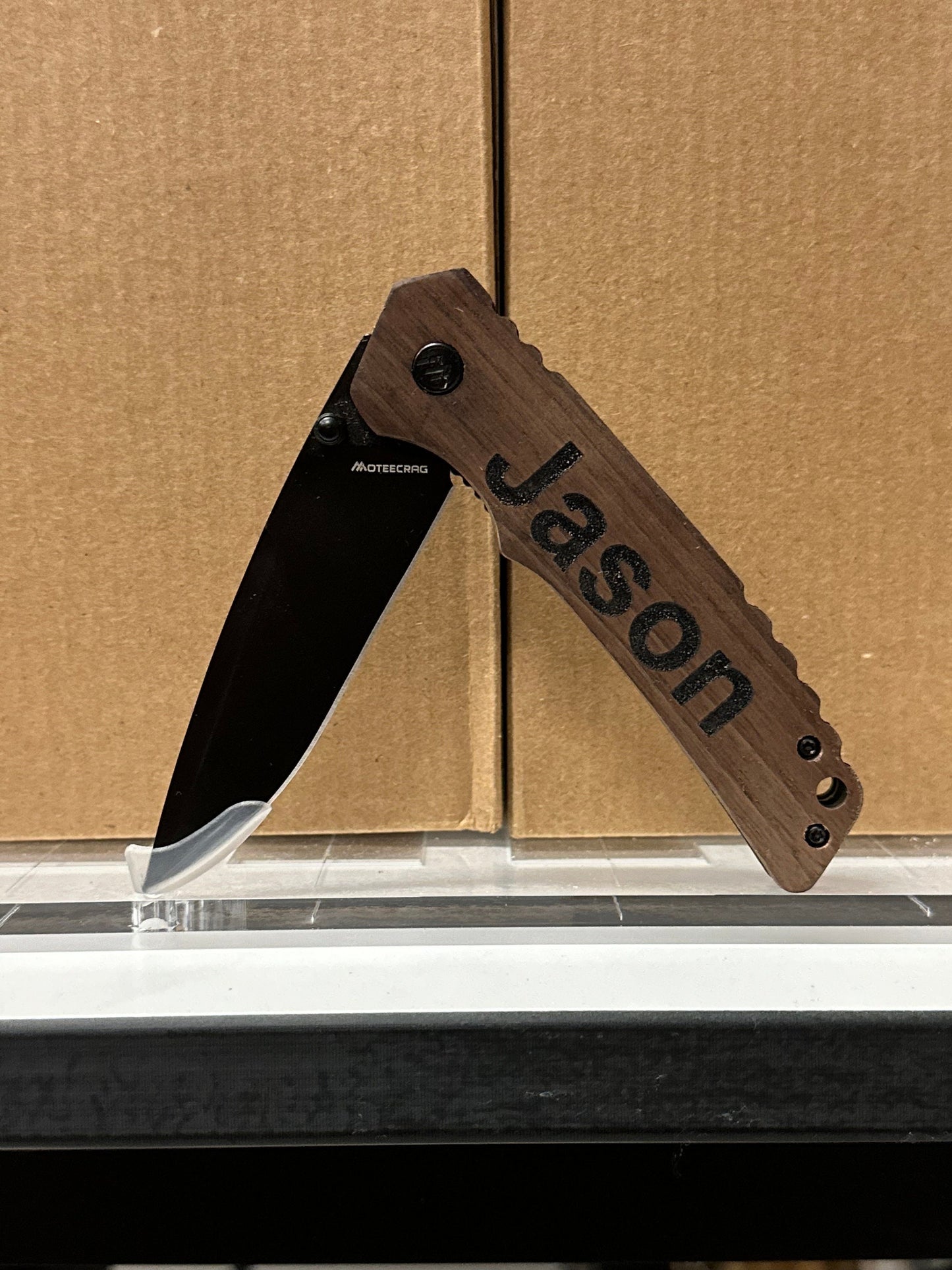 Engraved Wood Pocket Knife: Personalized Folding Knife, Groomsman Gift