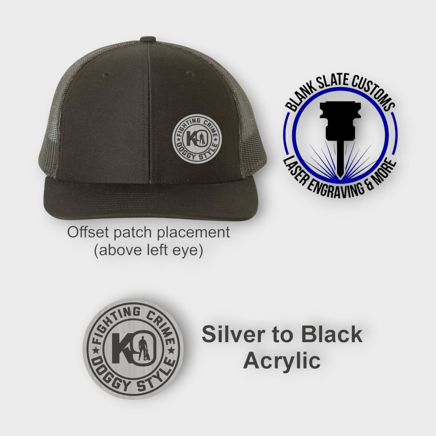 Funny K9 Handler Hat: "Fighting Crime Doggy Style" - Custom Patch