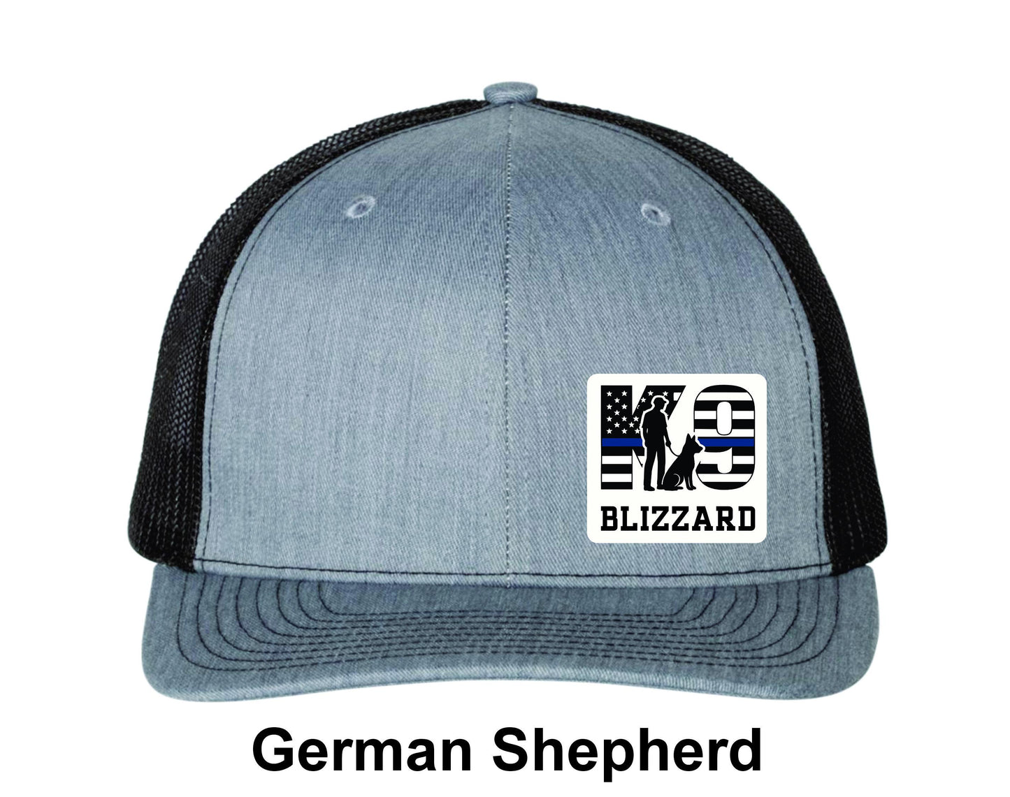 Richardson 112 Thin Blue Line K9 Patch Trucker Hat - Personalized K9 Name